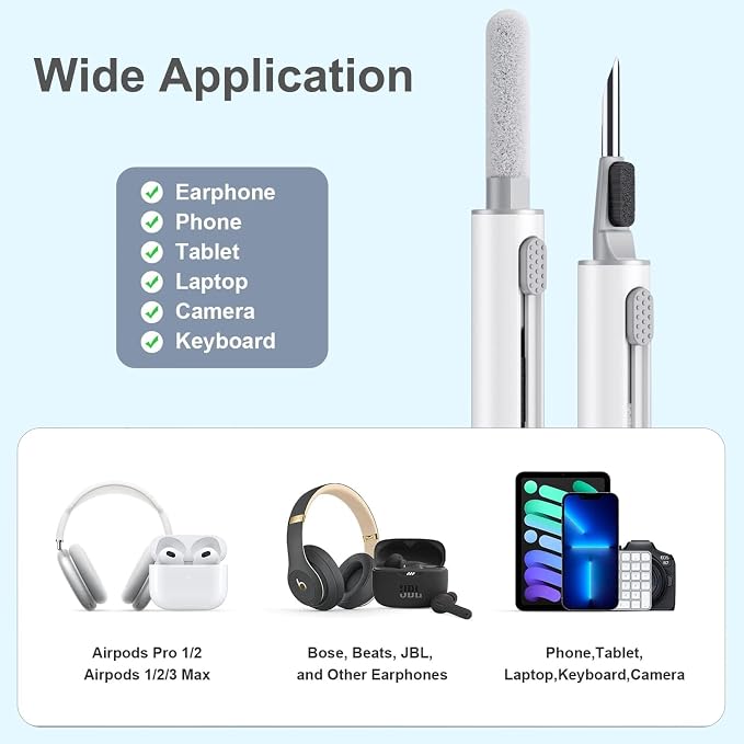 أدوات تنظيف متعددة الوظائف 3 في 1 لسماعات AirPods Pro - لون أبيض