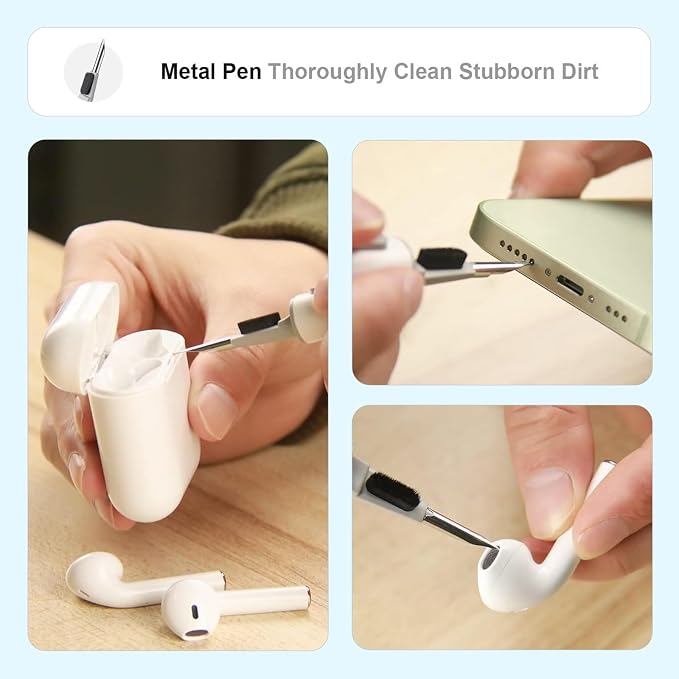 أدوات تنظيف متعددة الوظائف 3 في 1 لسماعات AirPods Pro - لون أبيض